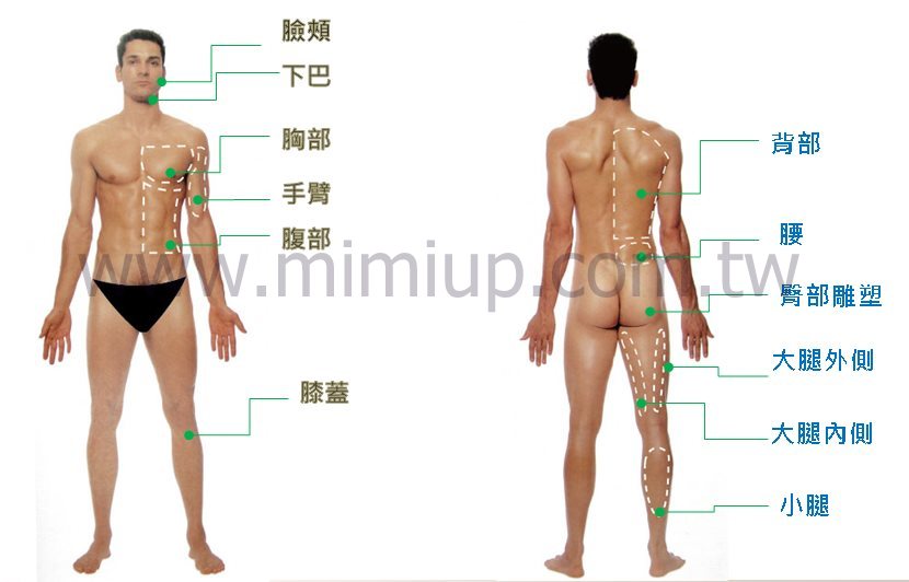 威塑抽脂可用於男性的胸肌線條, 手臂二頭肌和三角肌線條